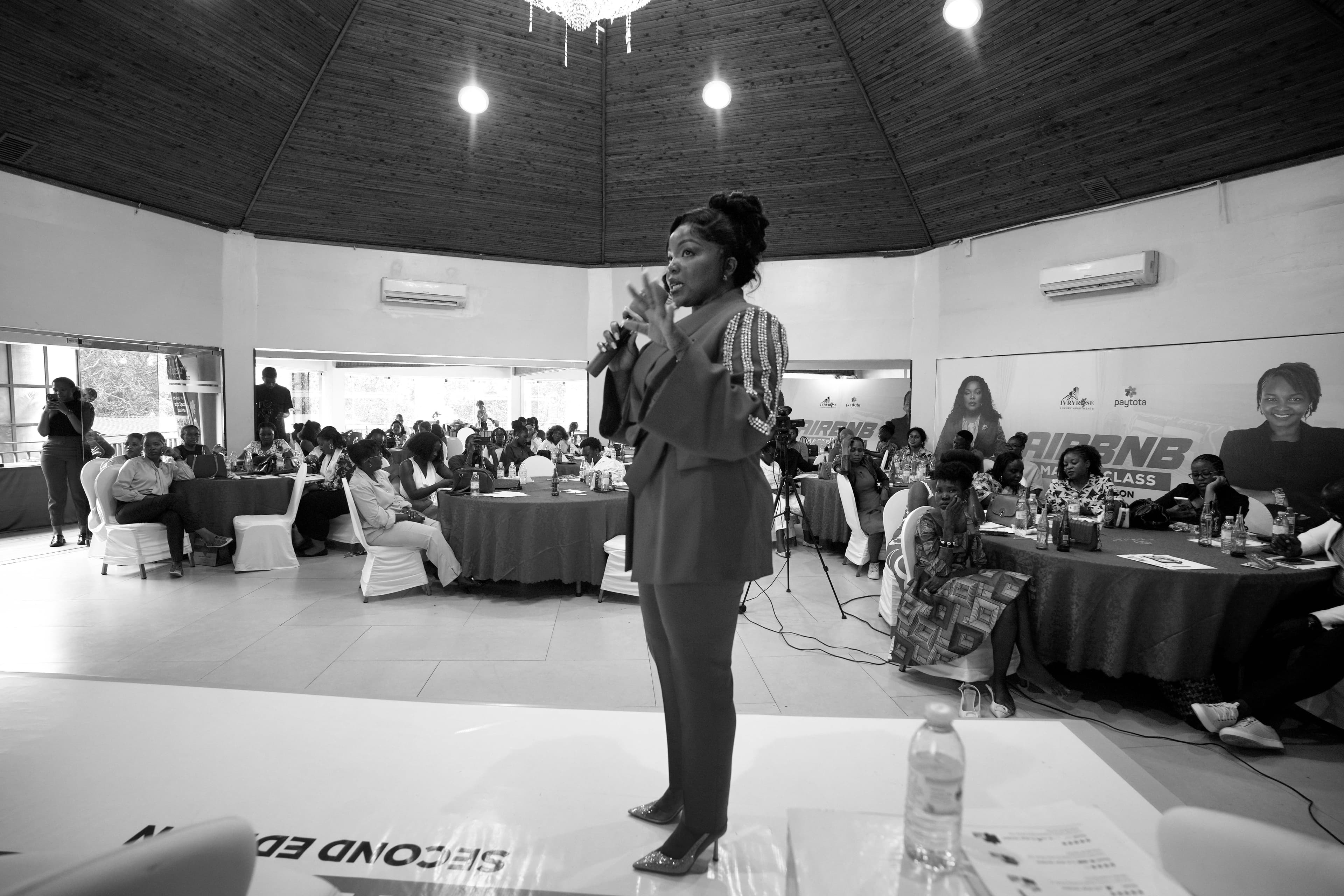 Happy interacting with participants during the Airbnb masterclass.